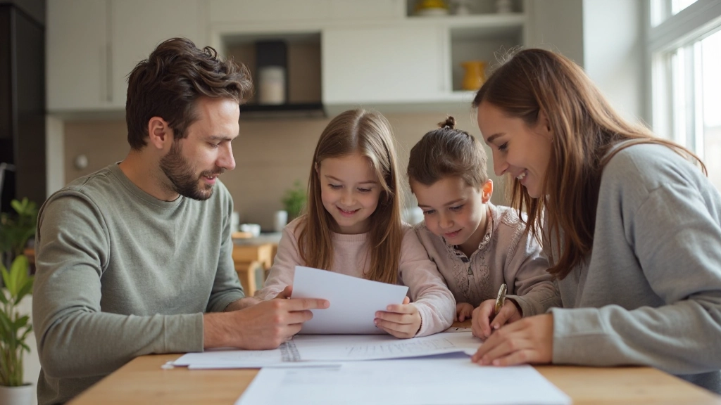 Семья обсуждает совместное финансовое планирование и накопление резервного фонда
