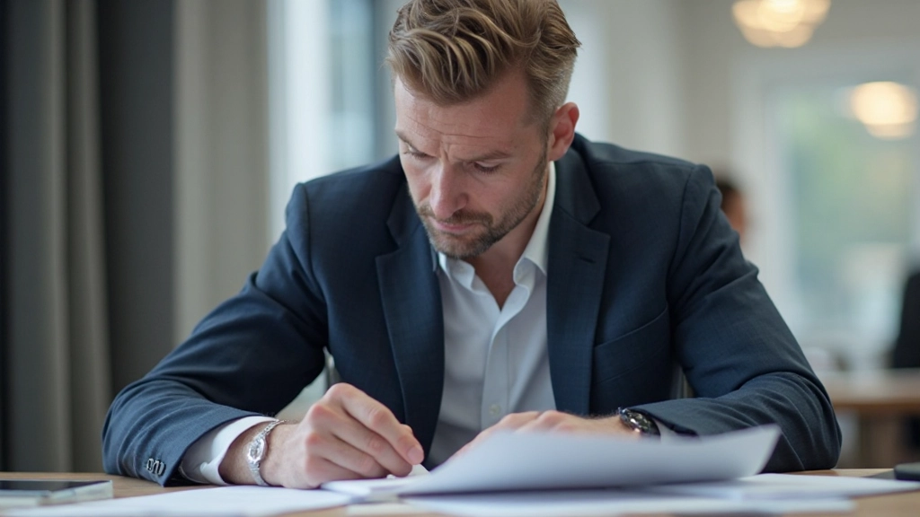 Профессиональное фото финансового консультанта с документами о планировании бюджета